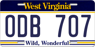 WV license plate ODB707