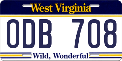 WV license plate ODB708