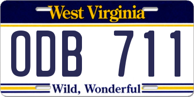 WV license plate ODB711