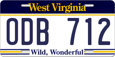 WV license plate ODB712