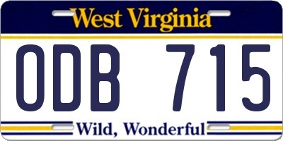 WV license plate ODB715
