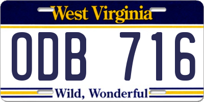 WV license plate ODB716