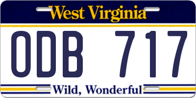 WV license plate ODB717
