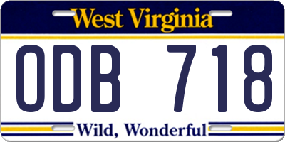 WV license plate ODB718