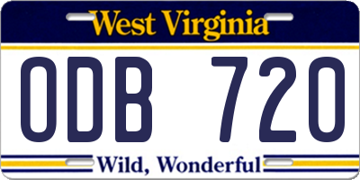 WV license plate ODB720