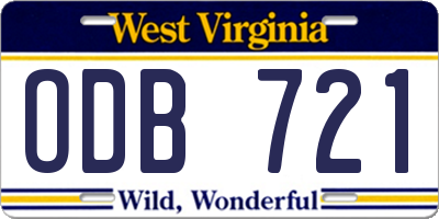 WV license plate ODB721