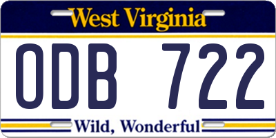 WV license plate ODB722