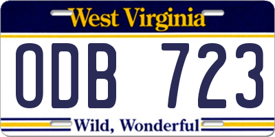 WV license plate ODB723