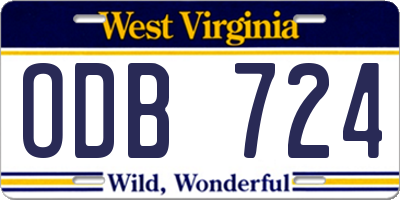WV license plate ODB724
