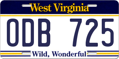 WV license plate ODB725