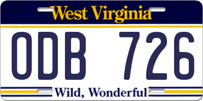 WV license plate ODB726