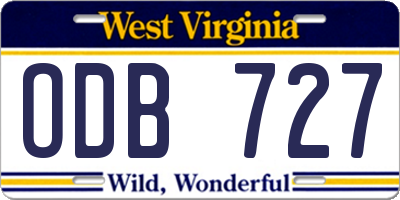 WV license plate ODB727