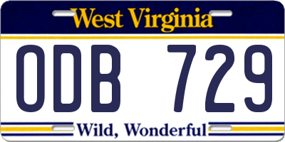 WV license plate ODB729