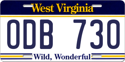 WV license plate ODB730