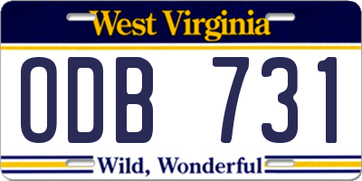 WV license plate ODB731