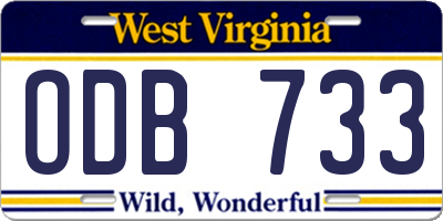 WV license plate ODB733
