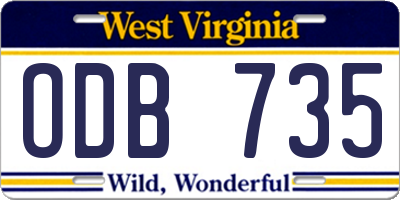 WV license plate ODB735
