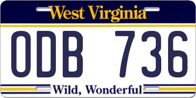 WV license plate ODB736