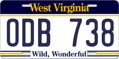 WV license plate ODB738