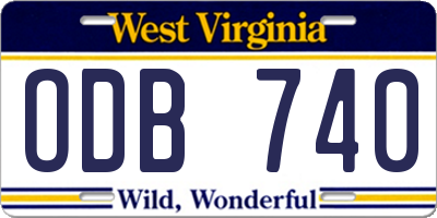 WV license plate ODB740