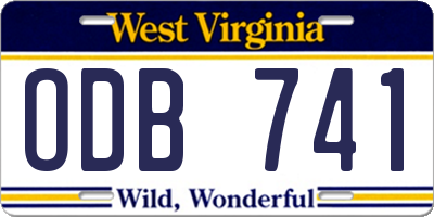 WV license plate ODB741