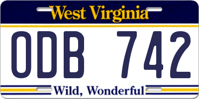 WV license plate ODB742