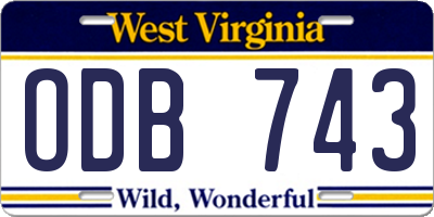 WV license plate ODB743