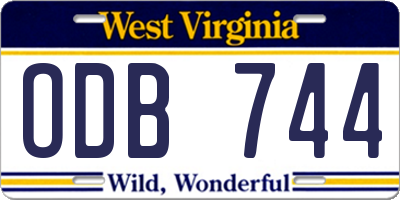 WV license plate ODB744