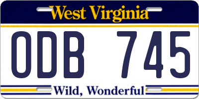 WV license plate ODB745