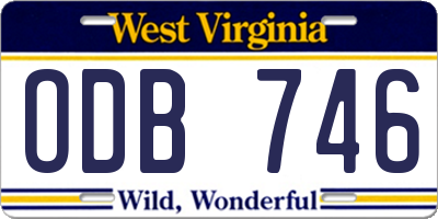 WV license plate ODB746