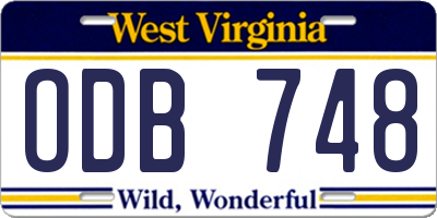 WV license plate ODB748