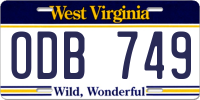 WV license plate ODB749