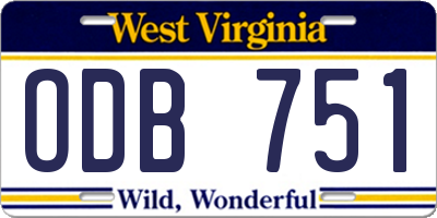 WV license plate ODB751
