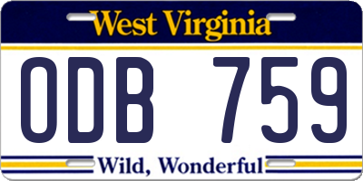 WV license plate ODB759