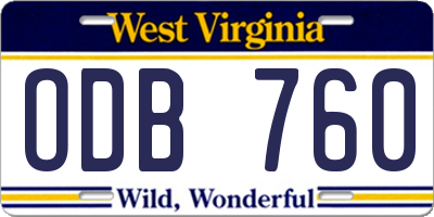 WV license plate ODB760