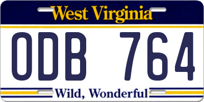 WV license plate ODB764