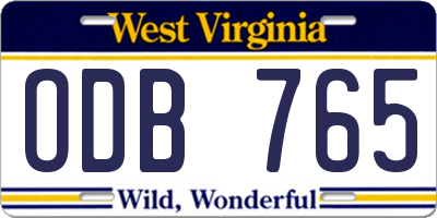 WV license plate ODB765