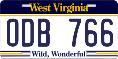 WV license plate ODB766