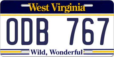 WV license plate ODB767