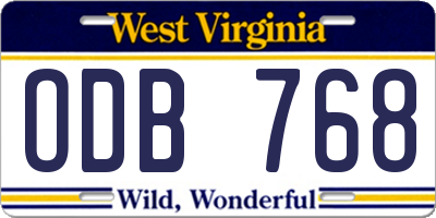 WV license plate ODB768