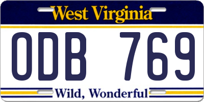 WV license plate ODB769