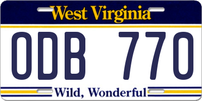 WV license plate ODB770