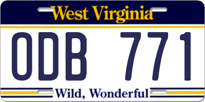 WV license plate ODB771