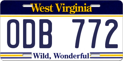 WV license plate ODB772