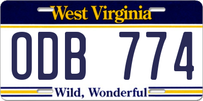 WV license plate ODB774