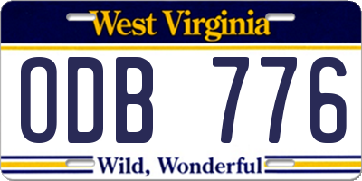 WV license plate ODB776