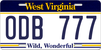 WV license plate ODB777