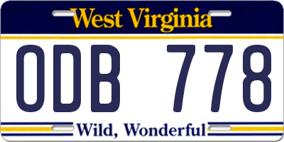 WV license plate ODB778