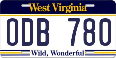 WV license plate ODB780
