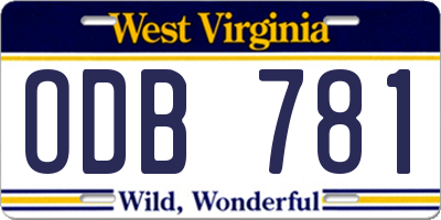 WV license plate ODB781